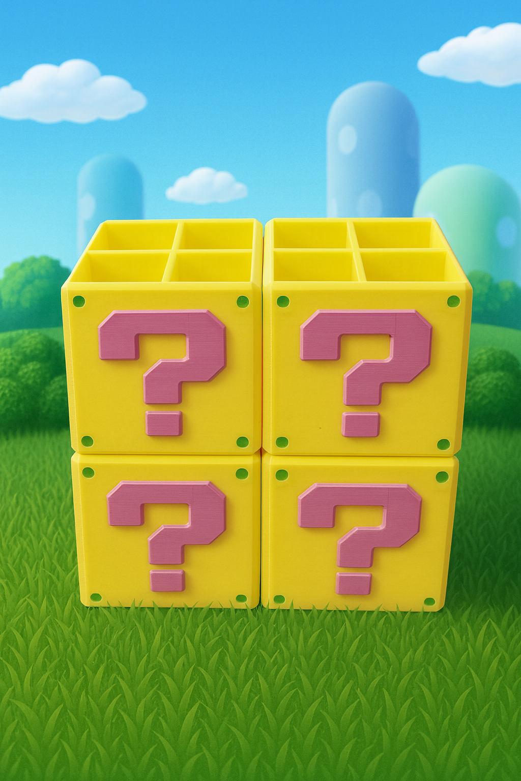 Mario lucky block desk organizer